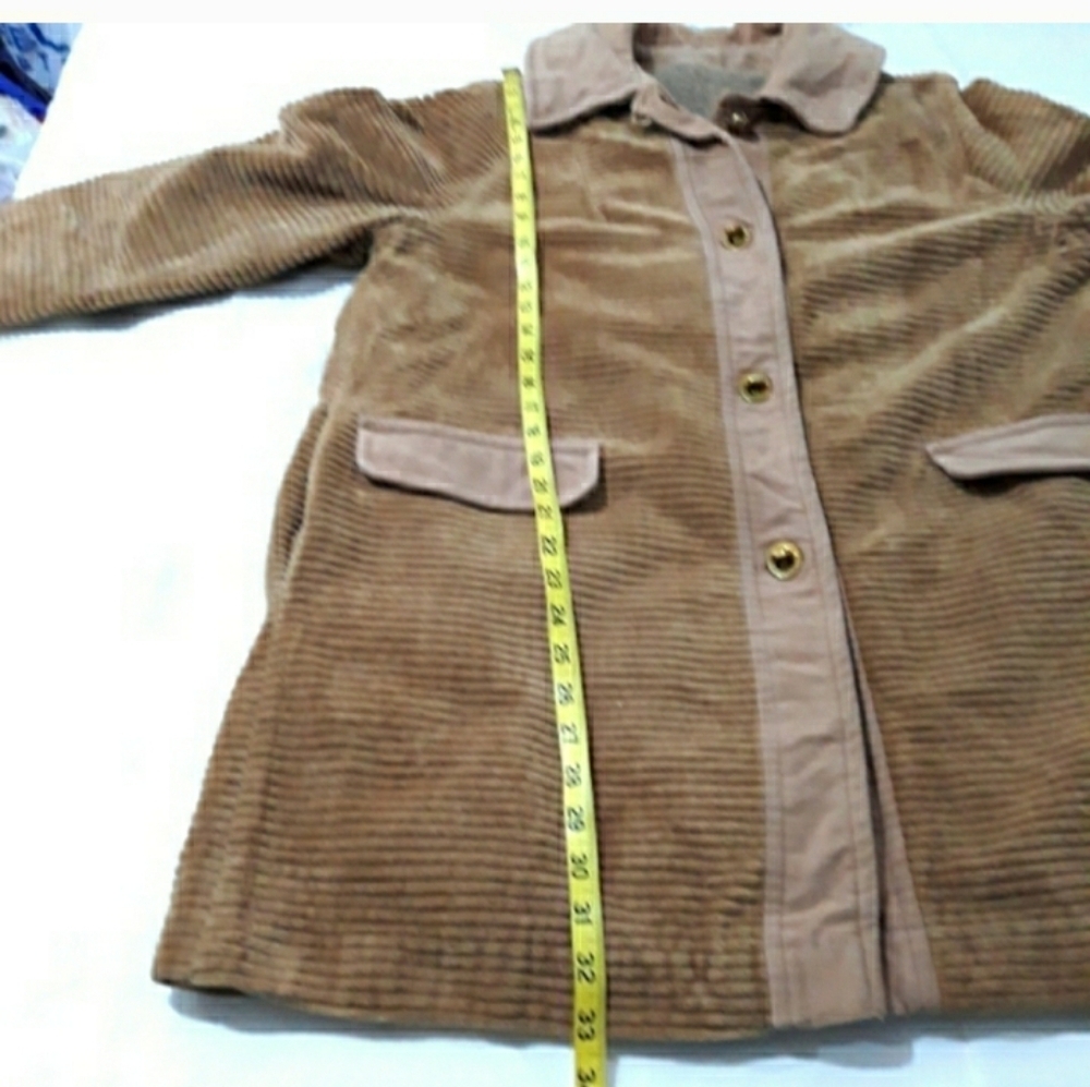 Vintage Amco Tan Wide Whale Corduroy Coat With Sherpa Lined Warm Size M/L - Picture 13 of 13